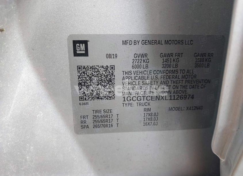 Photo 9 of 2020 Chevrolet Colorado 4WD SHORT BOX LT (VIN 1GCGTCENXL1126974)