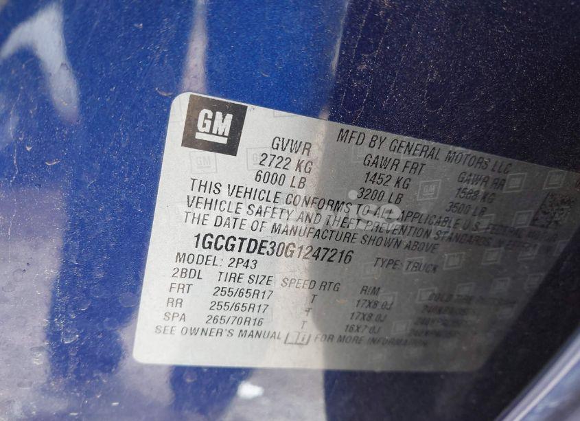Photo 9 of 2016 Chevrolet Colorado Z71 (VIN 1GCGTDE30G1247216)