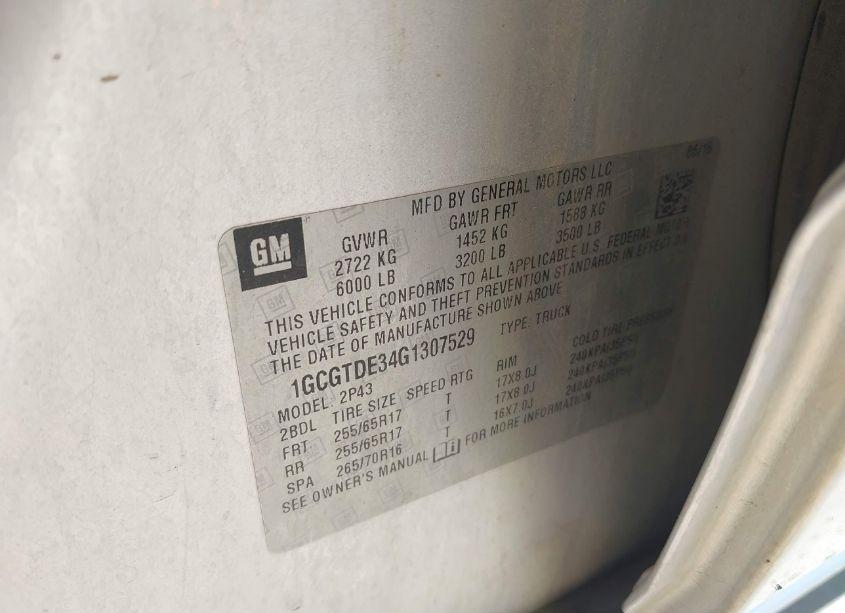 Photo 9 of 2016 Chevrolet Colorado Z71 (VIN 1GCGTDE34G1307529)