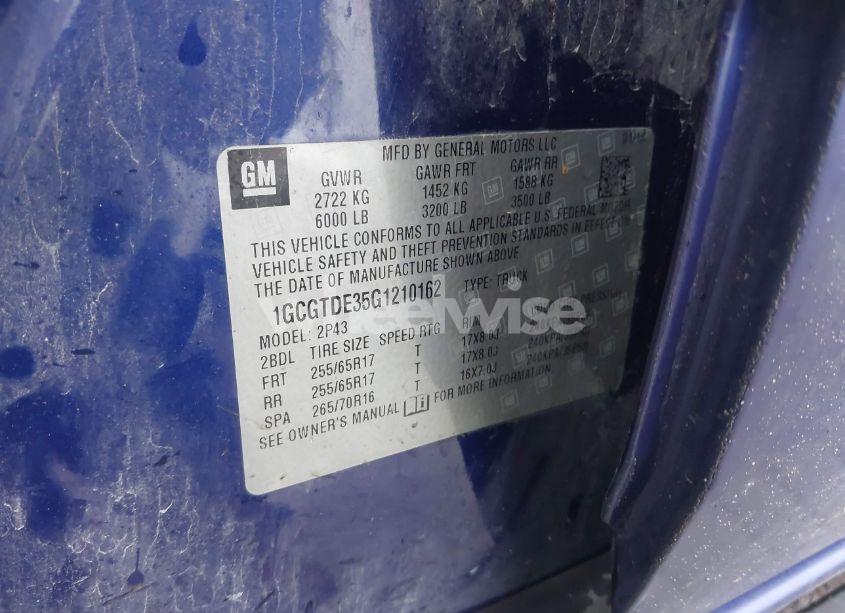 Photo 9 of 2016 Chevrolet Colorado Z71 (VIN 1GCGTDE35G1210162)