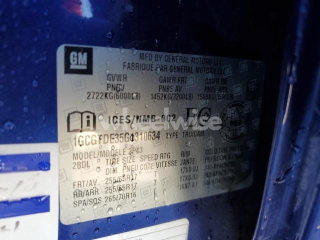 Photo 8 of 2016 CHEVROLET COLORADO Z71 N/A (VIN 1GCGTDE35G1310634)