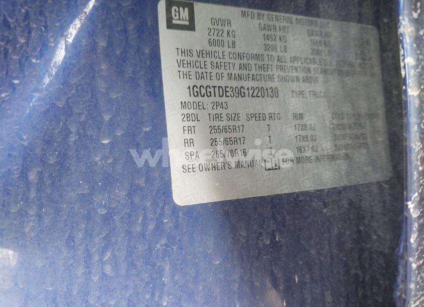 Photo 9 of 2016 Chevrolet Colorado Z71 (VIN 1GCGTDE39G1220130)