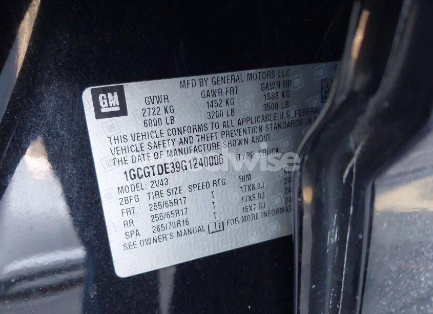 Photo 9 of 2016 Chevrolet Colorado Z71 (VIN 1GCGTDE39G1240006)