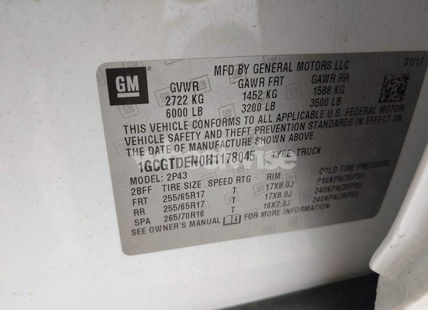 Photo 9 of 2017 Chevrolet Colorado Z71 (VIN 1GCGTDEN0H1178045)