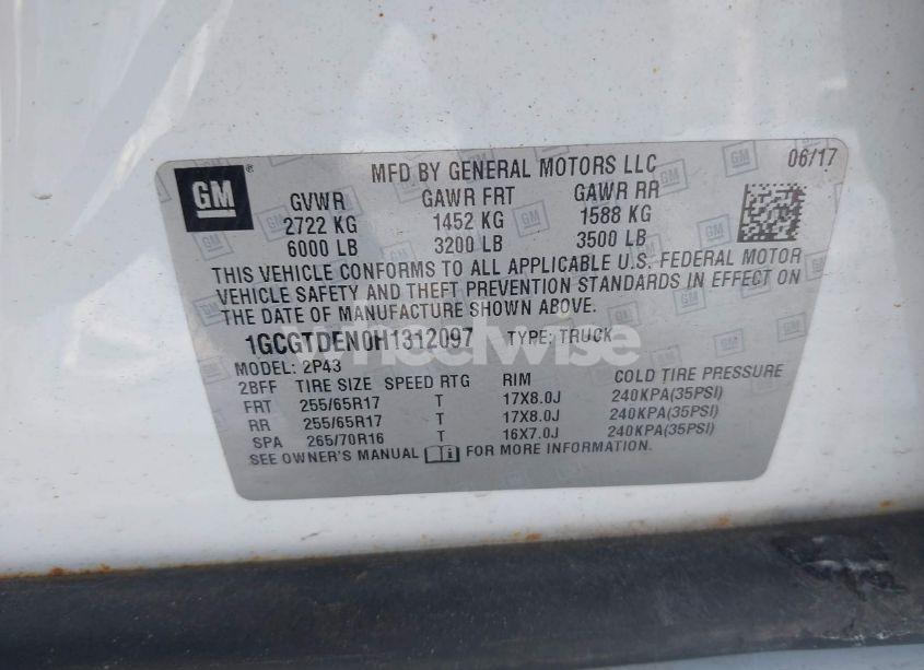 Photo 9 of 2017 Chevrolet Colorado Z71 (VIN 1GCGTDEN0H1312097)