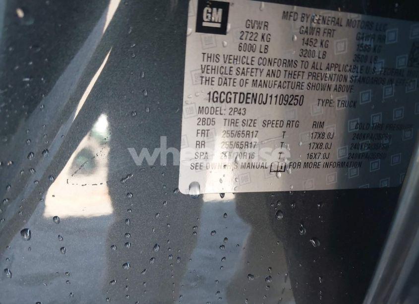 Photo 9 of 2018 Chevrolet Colorado Z71 (VIN 1GCGTDEN0J1109250)