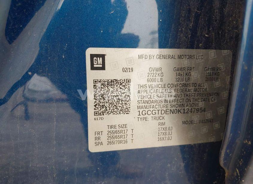 Photo 9 of 2019 Chevrolet Colorado Z71 (VIN 1GCGTDEN0K1247954)