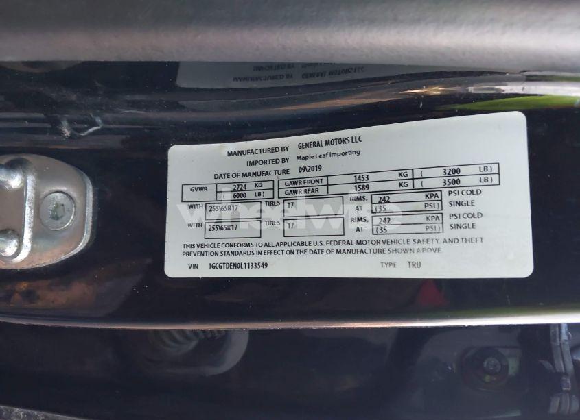 Photo 9 of 2020 Chevrolet Colorado 4WD LONG BOX Z71/4WD SHORT BOX Z71 (VIN 1GCGTDEN0L1133549)