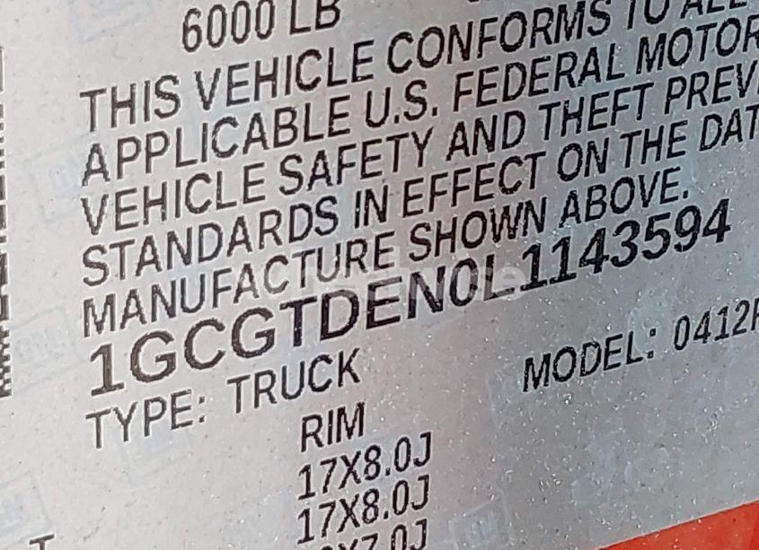 Photo 9 of 2020 Chevrolet Colorado 4WD SHORT BOX Z71 (VIN 1GCGTDEN0L1143594)