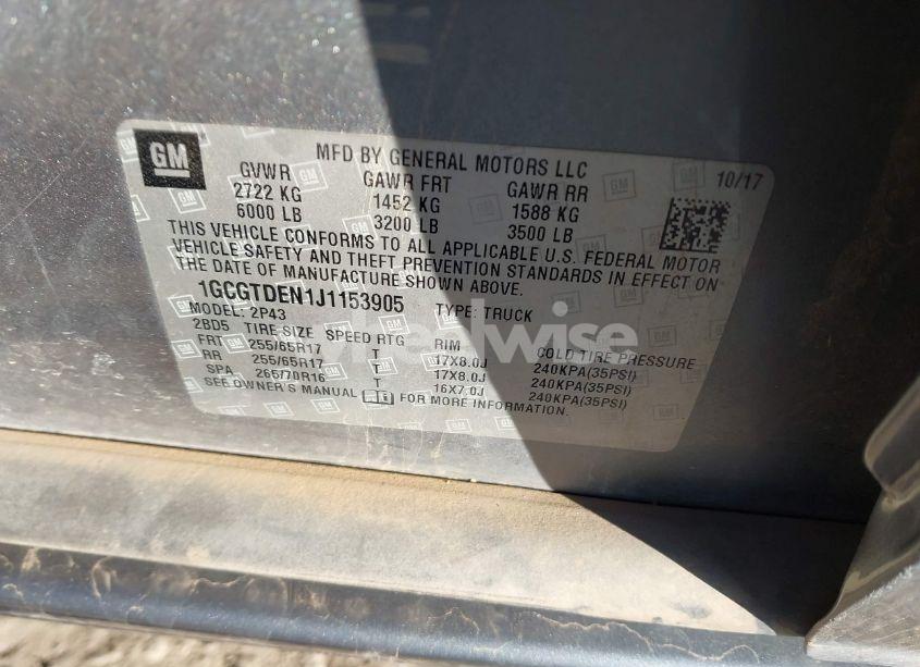 Photo 9 of 2018 Chevrolet Colorado Z71 (VIN 1GCGTDEN1J1153905)