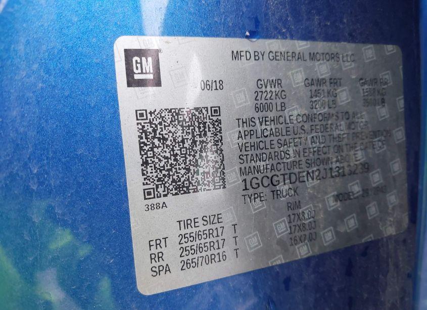 Photo 9 of 2018 Chevrolet Colorado Z71 (VIN 1GCGTDEN2J1313239)