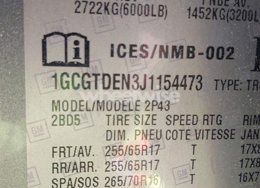 Photo 9 of 2018 Chevrolet Colorado Z71 (VIN 1GCGTDEN3J1154473)