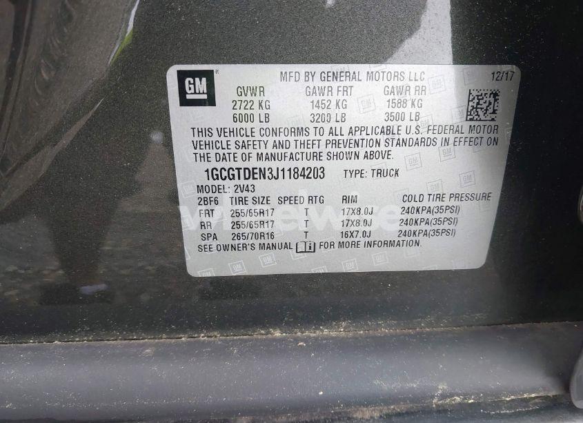 Photo 9 of 2018 Chevrolet Colorado Z71 (VIN 1GCGTDEN3J1184203)