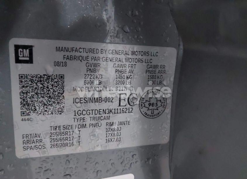 Photo 9 of 2019 Chevrolet Colorado Z71 (VIN 1GCGTDEN3K1116212)