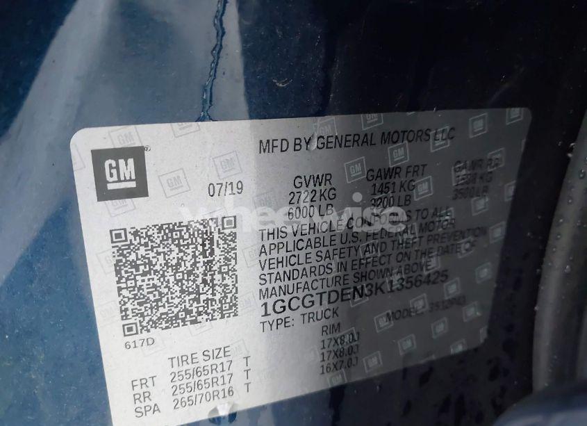 Photo 9 of 2019 Chevrolet Colorado Z71 (VIN 1GCGTDEN3K1356425)