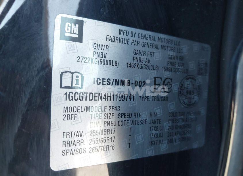 Photo 9 of 2017 Chevrolet Colorado Z71 (VIN 1GCGTDEN4H1199741)
