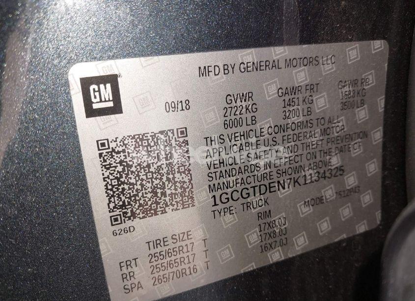 Photo 9 of 2019 Chevrolet Colorado Z71 (VIN 1GCGTDEN7K1134325)