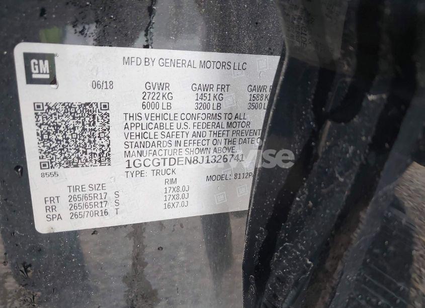 Photo 9 of 2018 Chevrolet Colorado Z71 (VIN 1GCGTDEN8J1326741)