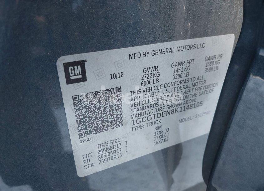 Photo 9 of 2019 Chevrolet Colorado Z71 (VIN 1GCGTDEN8K1148105)