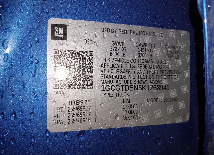 Photo 9 of 2019 Chevrolet Colorado Z71 (VIN 1GCGTDEN8K1268941)