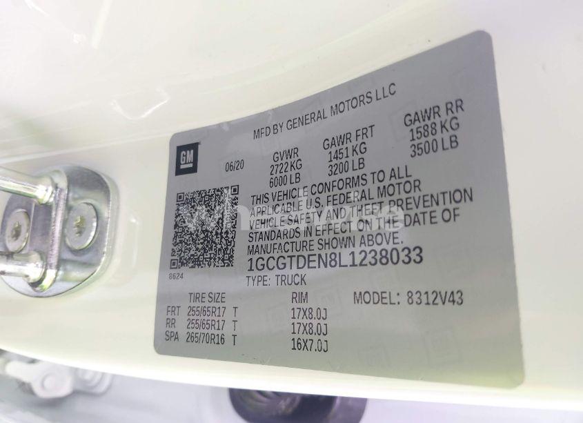 Photo 9 of 2020 Chevrolet Colorado 4WD LONG BOX Z71 (VIN 1GCGTDEN8L1238033)