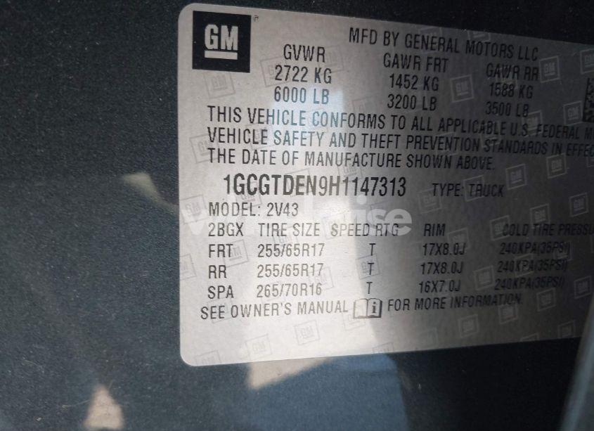 Photo 9 of 2017 Chevrolet Colorado Z71 (VIN 1GCGTDEN9H1147313)