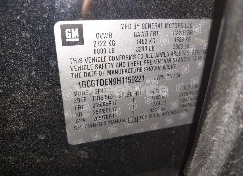 Photo 9 of 2017 Chevrolet Colorado Z71 (VIN 1GCGTDEN9H1159221)