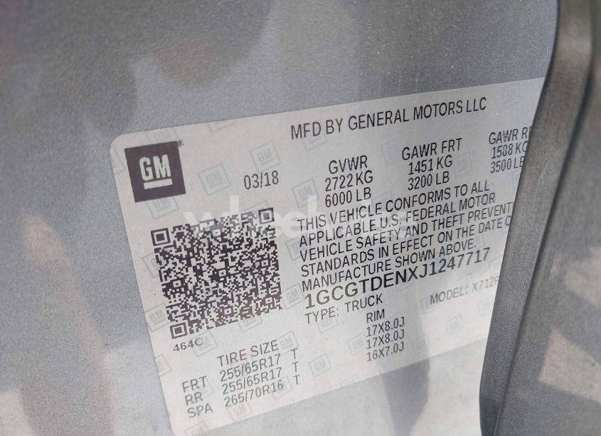 Photo 9 of 2018 Chevrolet Colorado Z71 (VIN 1GCGTDENXJ1247717)