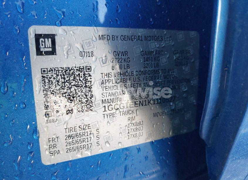 Photo 9 of 2019 Chevrolet Colorado ZR2 (VIN 1GCGTEEN1K1110527)