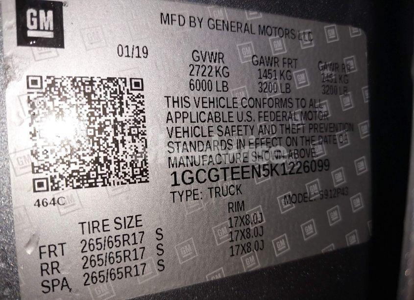 Photo 9 of 2019 Chevrolet Colorado ZR2 (VIN 1GCGTEEN5K1226099)