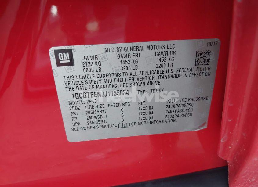 Photo 9 of 2018 Chevrolet Colorado ZR2 (VIN 1GCGTEEN7J1155034)