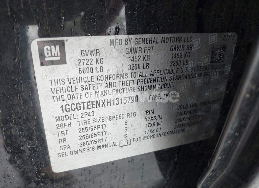 Photo 9 of 2017 Chevrolet Colorado ZR2 (VIN 1GCGTEENXH1315790)