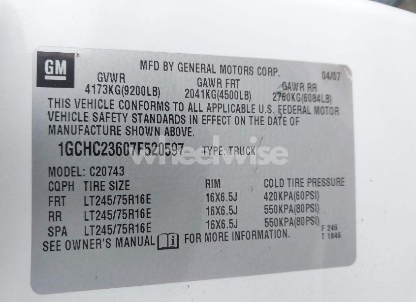 Photo 9 of 2007 Chevrolet Silverado 2500HD LT2 (VIN 1GCHC23607F520597)