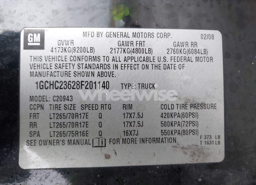 Photo 9 of 2008 Chevrolet Silverado 2500HD LT2 (VIN 1GCHC23628F201140)