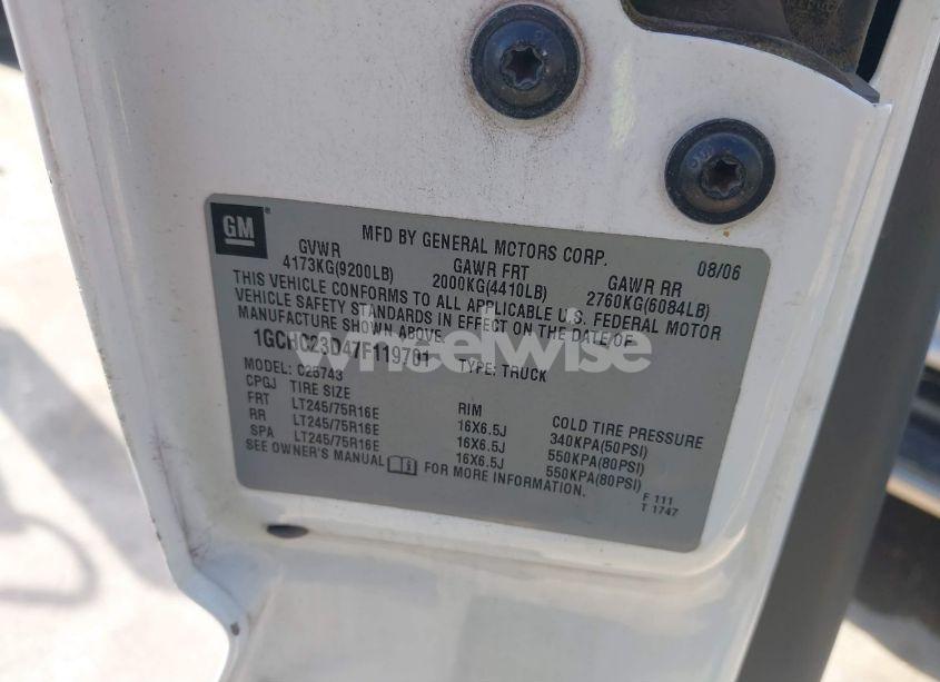 Photo 9 of 2007 Chevrolet Silverado 2500HD CLASSIC WORK TRUCK (VIN 1GCHC23D47F119701)