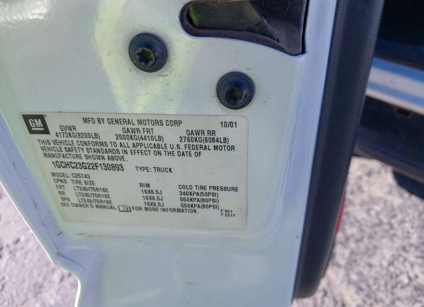 Photo 9 of 2002 Chevrolet Silverado 2500HD LS (VIN 1GCHC23G22F130893)