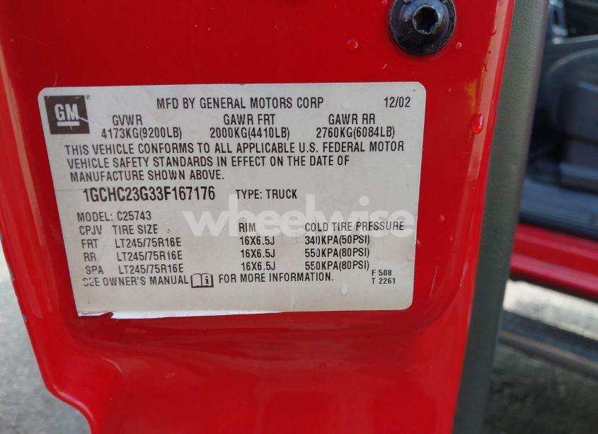 Photo 9 of 2003 Chevrolet Silverado 2500HD LS (VIN 1GCHC23G33F167176)