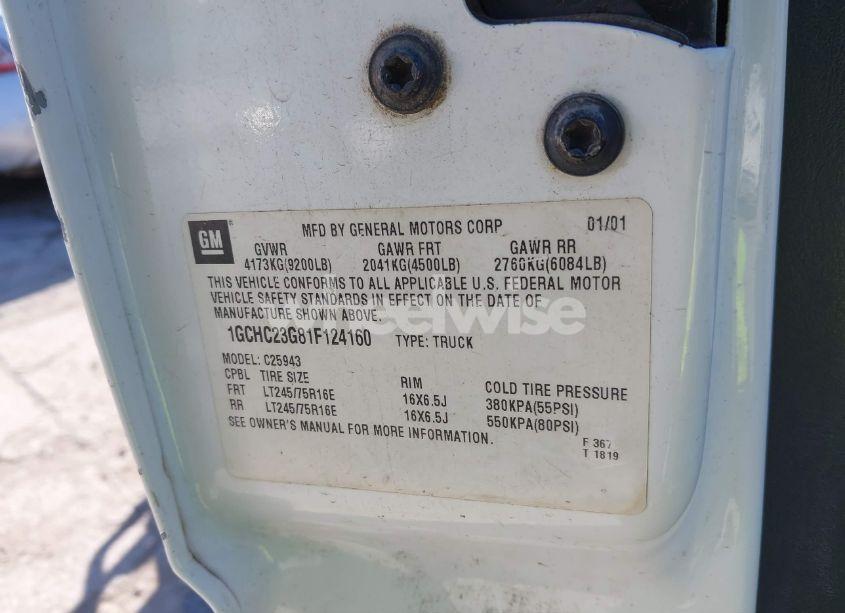 Photo 9 of 2001 Chevrolet Silverado 2500HD (VIN 1GCHC23G81F124160)