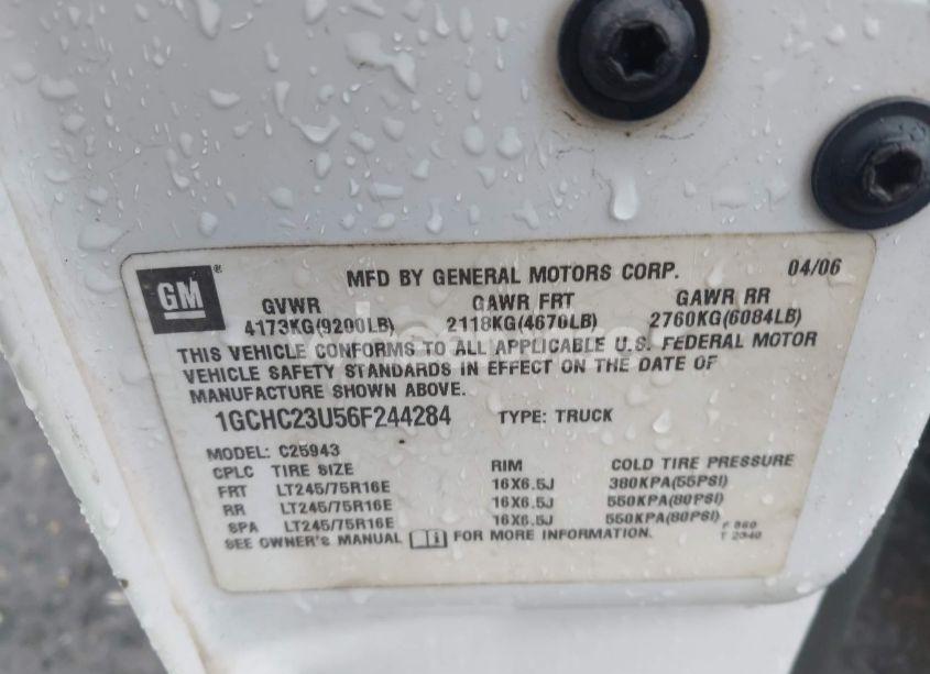 Photo 9 of 2006 Chevrolet Silverado 2500HD WORK TRUCK (VIN 1GCHC23U56F244284)