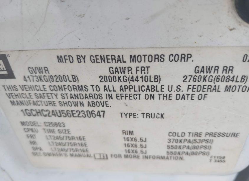 Photo 9 of 2006 Chevrolet Silverado 2500HD WORK TRUCK (VIN 1GCHC24U56E230647)