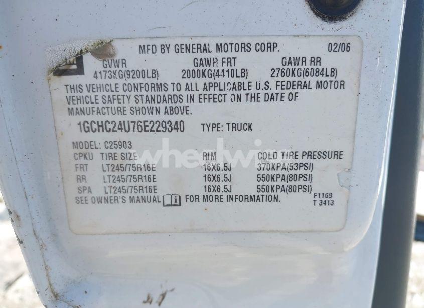 Photo 9 of 2006 Chevrolet Silverado 2500HD LS (VIN 1GCHC24U76E229340)