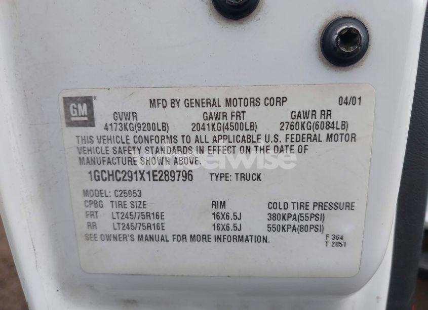 Photo 9 of 2001 Chevrolet Silverado 2500HD LS (VIN 1GCHC291X1E289796)