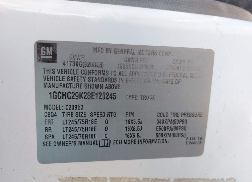 Photo 9 of 2008 Chevrolet Silverado 2500HD WORK TRUCK (VIN 1GCHC29K28E120245)