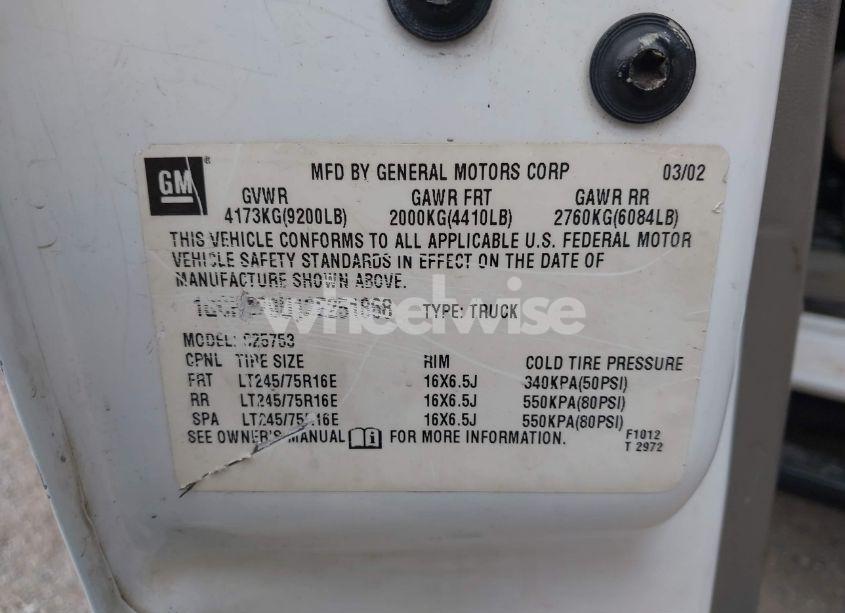 Photo 9 of 2002 Chevrolet Silverado 2500HD LT (VIN 1GCHC29U12E251868)