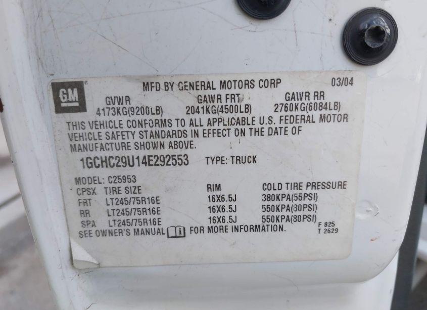 Photo 9 of 2004 Chevrolet Silverado 2500HD LS (VIN 1GCHC29U14E292553)