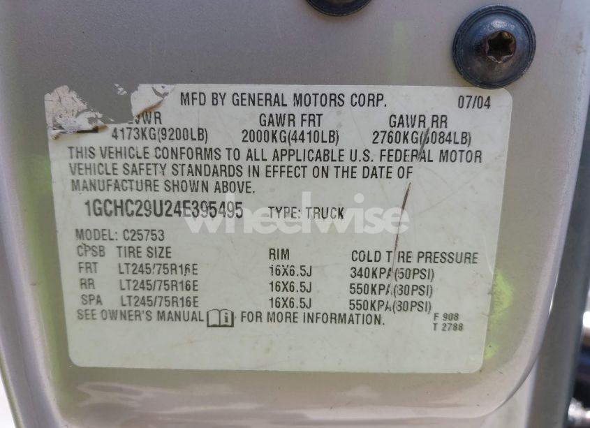 Photo 9 of 2004 Chevrolet Silverado 2500HD LS (VIN 1GCHC29U24E395495)