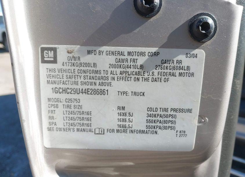 Photo 9 of 2004 Chevrolet Silverado 2500HD LS (VIN 1GCHC29U44E286861)