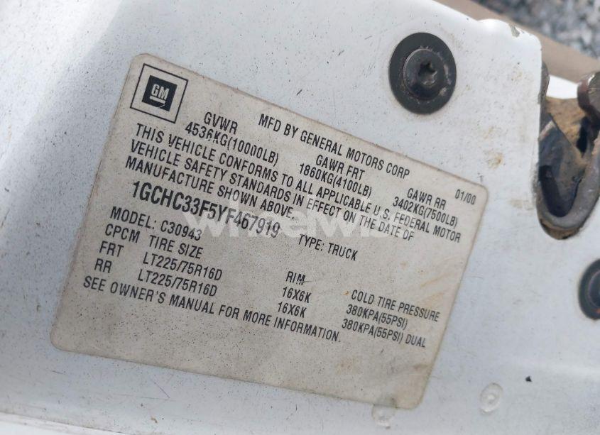 Photo 9 of 2000 Chevrolet C3500 (VIN 1GCHC33F5YF467919)