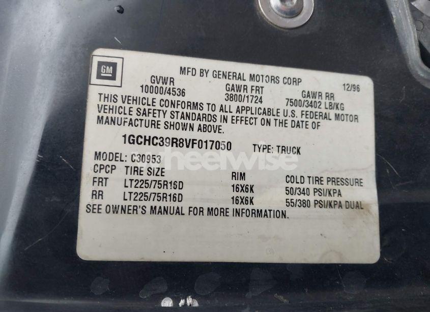 Photo 9 of 1997 Chevrolet C3500 HD FLEETSIDE (VIN 1GCHC39R8VF017050)