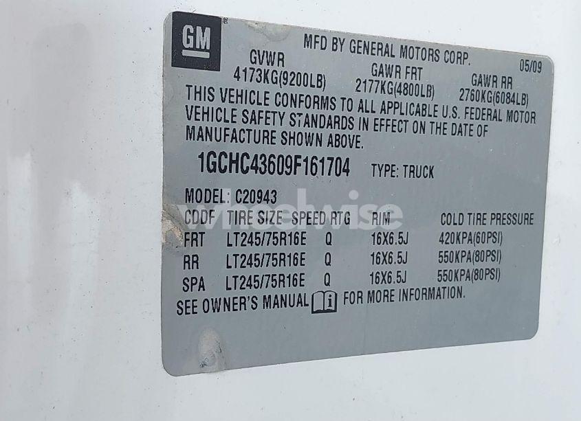 Photo 9 of 2009 Chevrolet Silverado 2500HD WORK TRUCK (VIN 1GCHC43609F161704)